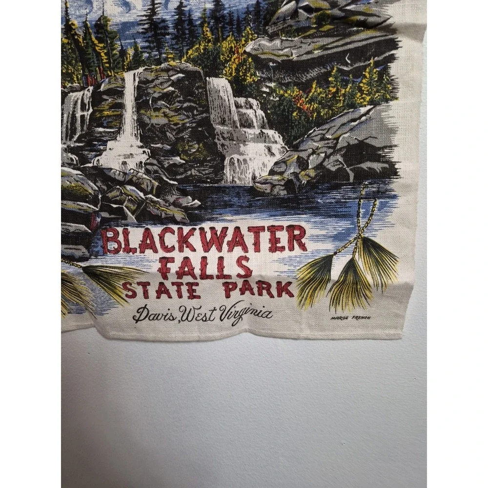 Blackwater Falls WV Souvenir Tea Towel Vintage Linen